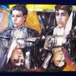 Памяти друга Анатолия Иванова. Органит, масло. 60 на 80 см.