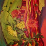 Георгины. Бумага, акрил.