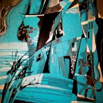 Голубая пастораль. Тушь, гелевая ручка, фольга.