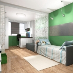 3-х квартира. В стиле «Город» Зона отдыха.